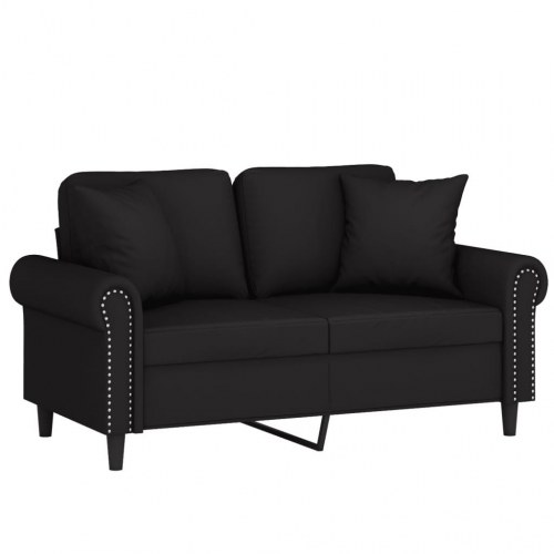 2-personers sofa i velour med pyntepuder - sort, sædebredde 120 cm