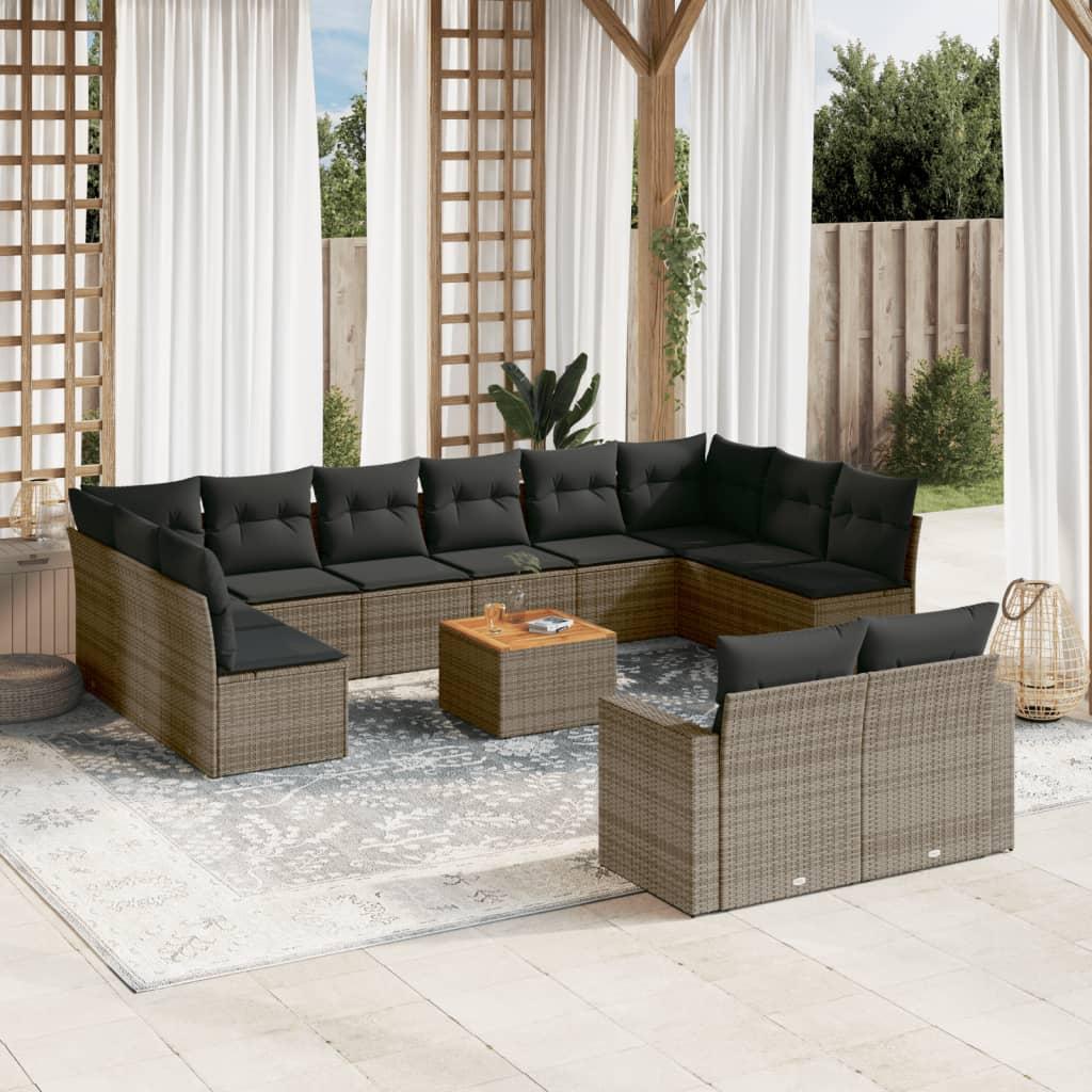 Sofasæt Til Haven 13 Dele Med Hynder Polyrattan - Grå