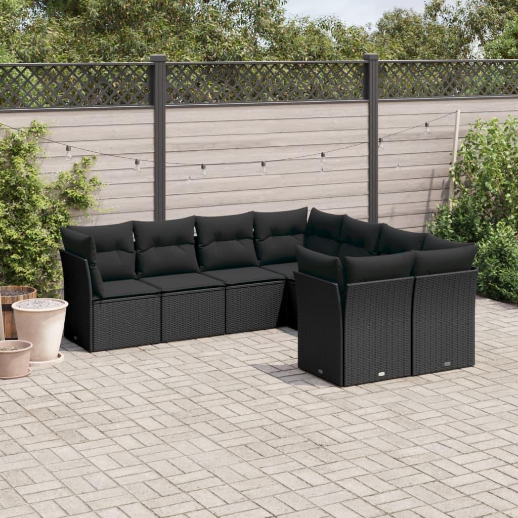 Sofasæt Til Haven 8 Dele Med Hynder Polyrattan - Sort