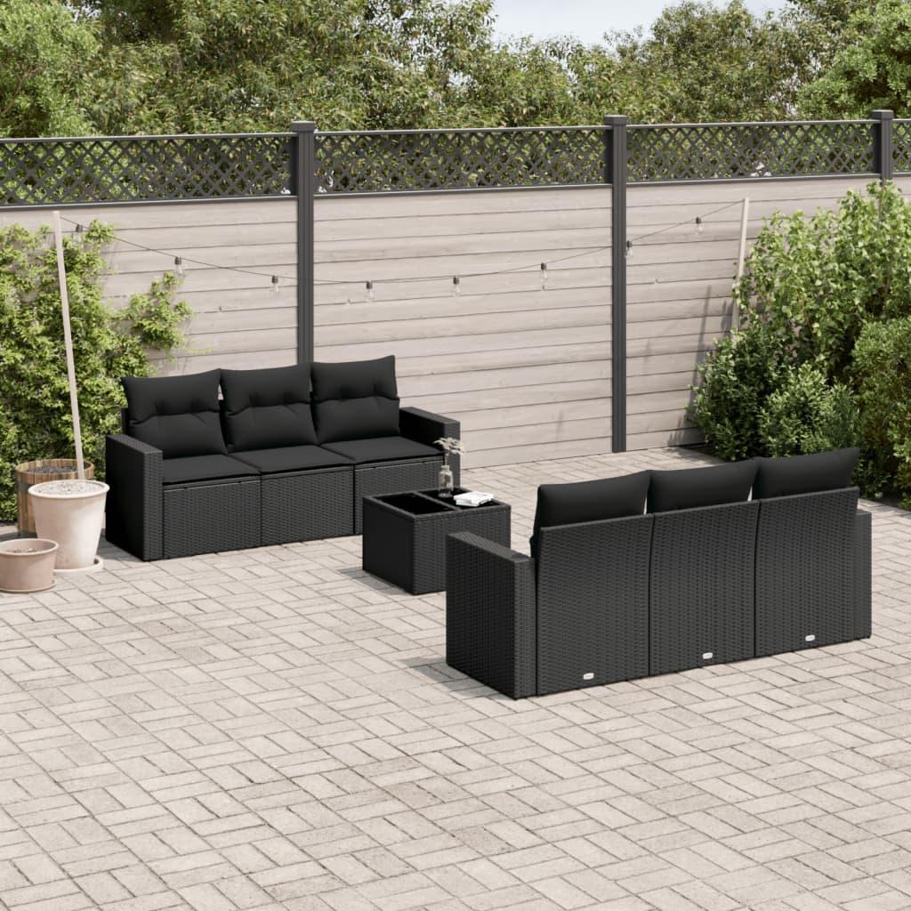 Sofasæt Til Haven 7 Dele Med Hynder Polyrattan - Sort