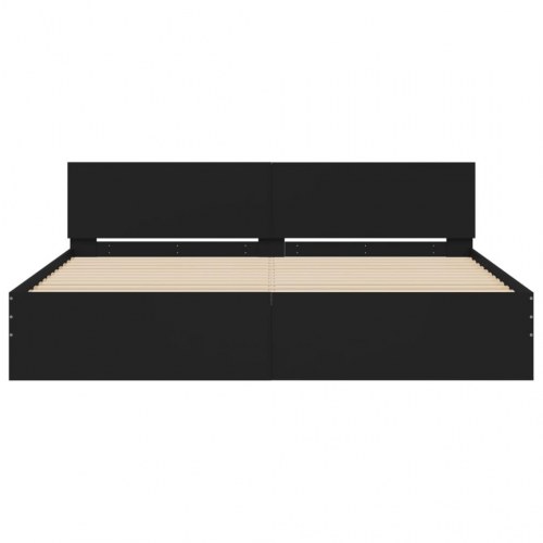 Sengeramme med sengegavl 200 x 200 cm - sort
