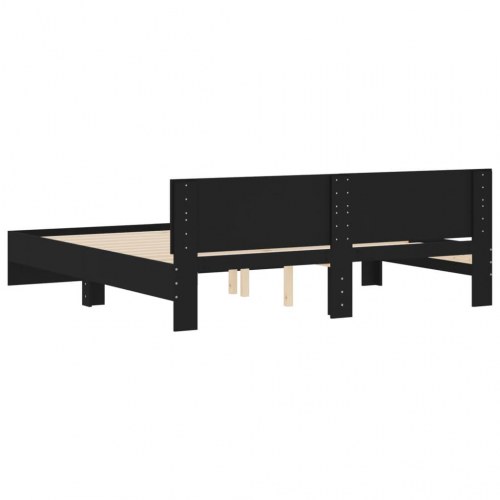 Sengeramme med sengegavl 200 x 200 cm - sort