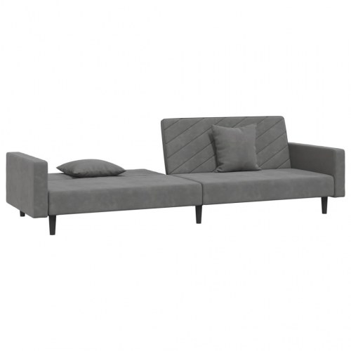 2-personers sovesofa i fløjl med 2 puder - mørkegrå