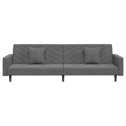 2-personers sovesofa i fløjl med 2 puder - mørkegrå