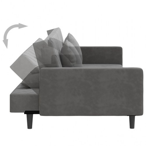 2-personers sovesofa i fløjl med 2 puder - mørkegrå