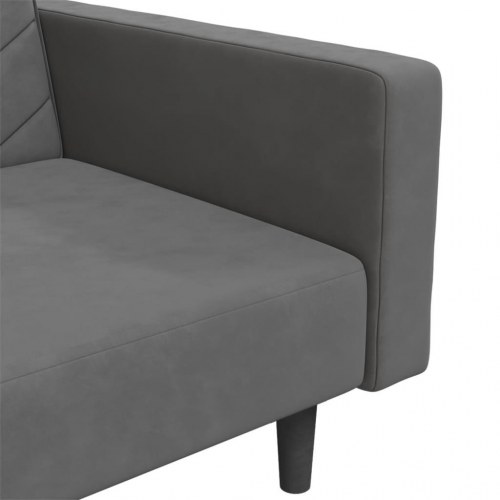 2-personers sovesofa i fløjl med 2 puder - mørkegrå