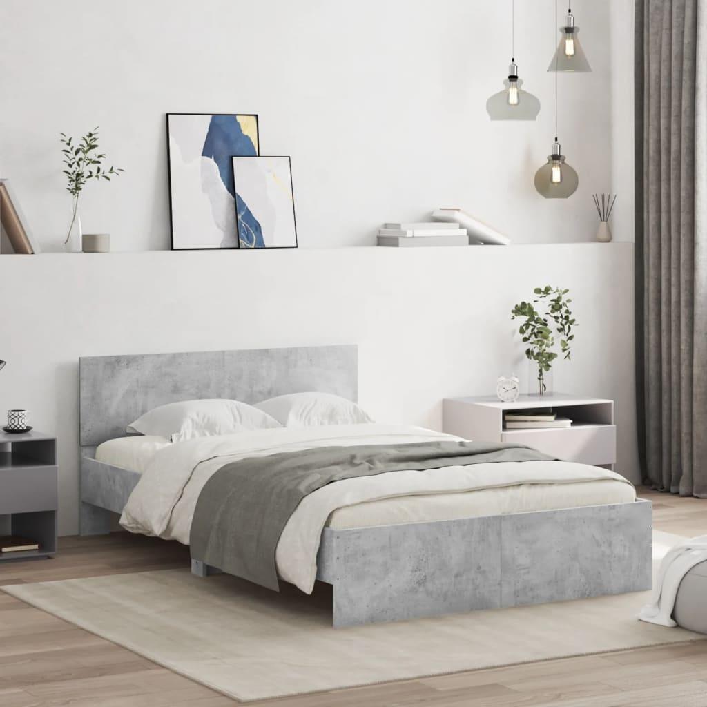 Sengeramme Med Sengegavl 135x190 Cm Betongrå