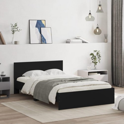 Sengeramme med sengegavl 135 x 190 cm - sort