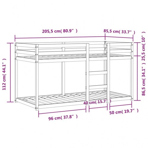 Køjeseng 80x200 cm i massivt fyrretræ - voksbrun