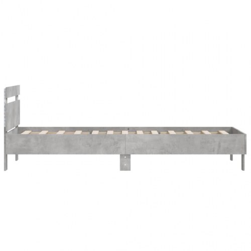 Sengeramme med sengegavl og LED-lys 100 x 200 cm betongrå