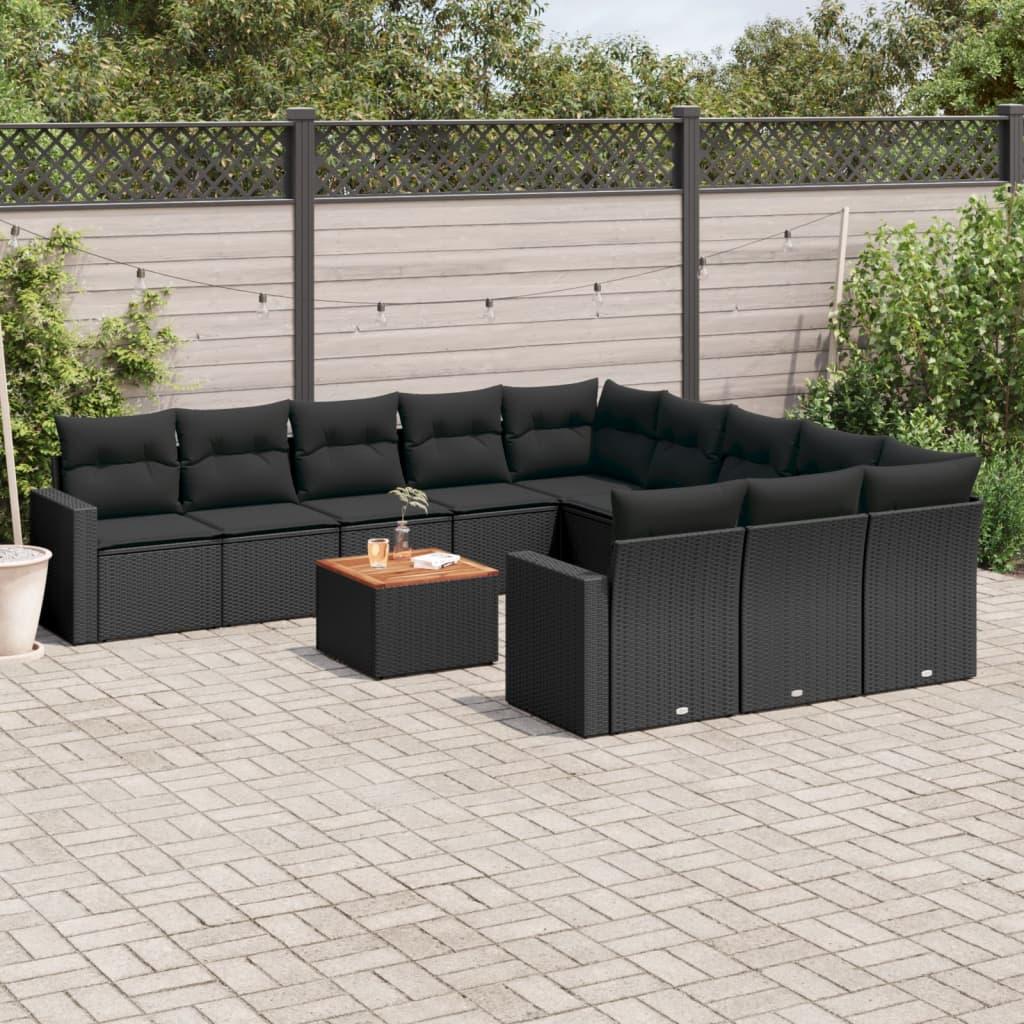 Sofasæt Til Haven 12 Dele Med Hynder Polyrattan Beige - Sort