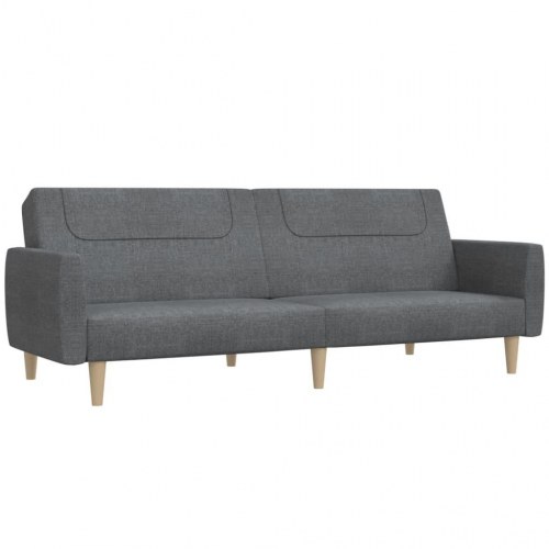 2-personers sovesofa i stof - lysegrå, daybed med træstel