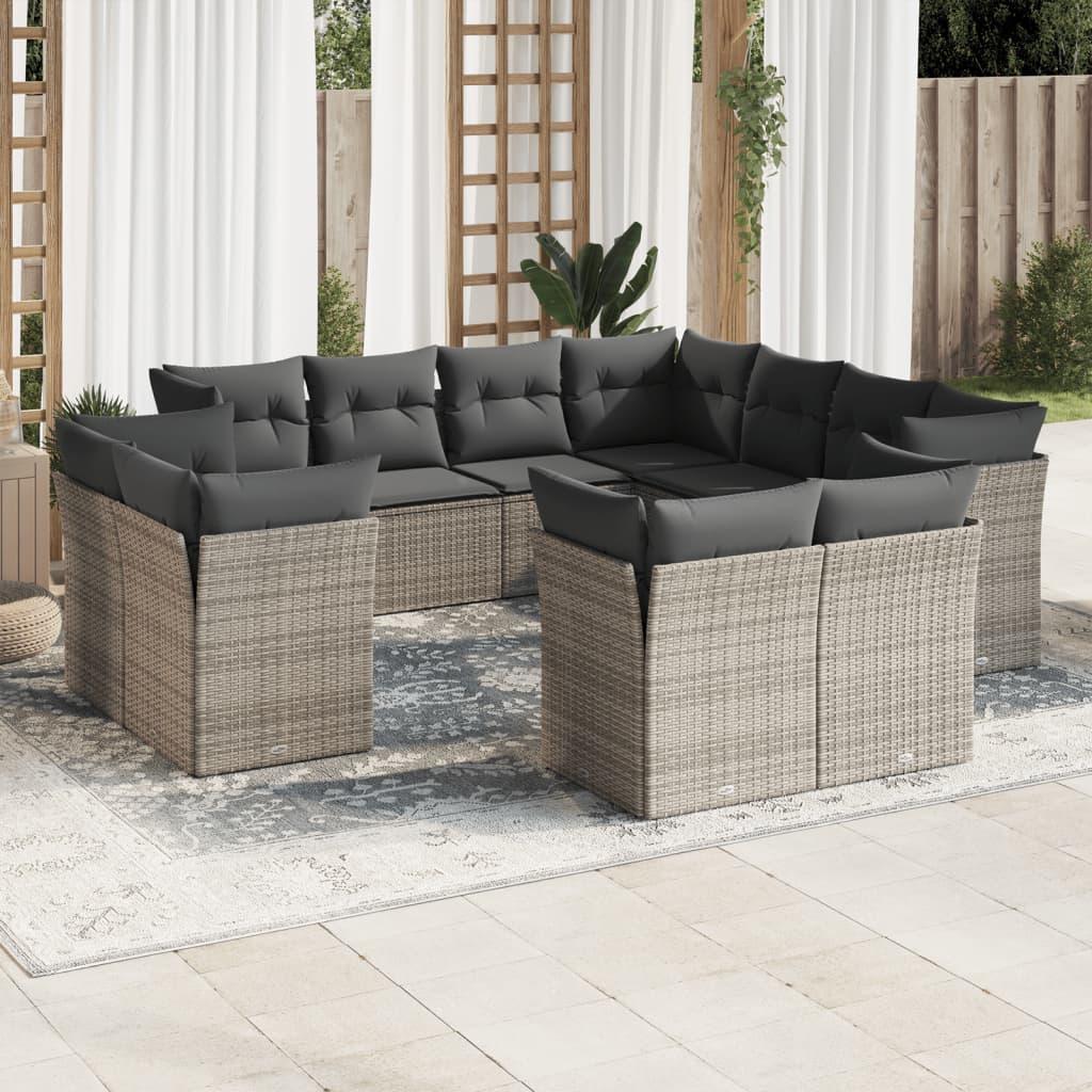 Sofasæt Til Haven 12 Dele Med Hynder Polyrattan Beige - Grå / Uden bord