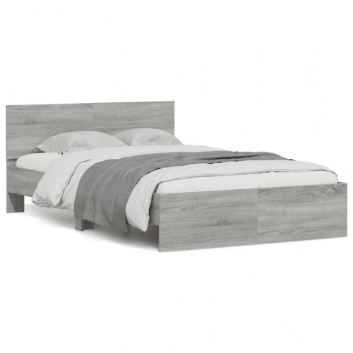 Sengeramme med sengegavl 135 x 190 cm - grå sonoma-eg