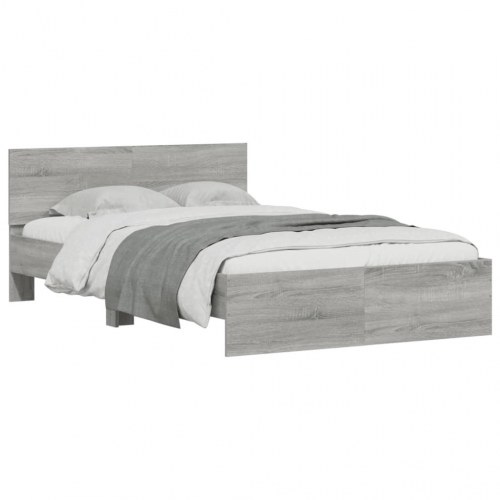 Sengeramme med sengegavl 135 x 190 cm - grå sonoma-eg