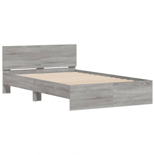 Sengeramme med sengegavl 135 x 190 cm - grå sonoma-eg