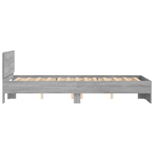 Sengeramme med sengegavl 135 x 190 cm - grå sonoma-eg
