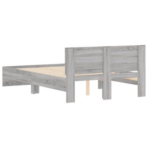 Sengeramme med sengegavl 135 x 190 cm - grå sonoma-eg