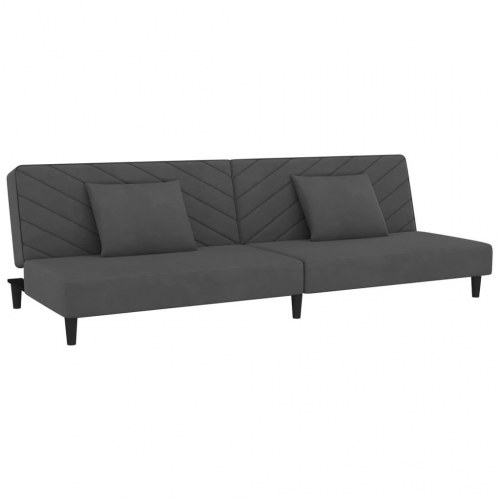 2-personers sovesofa i fløjl med 2 puder - mørkegrå