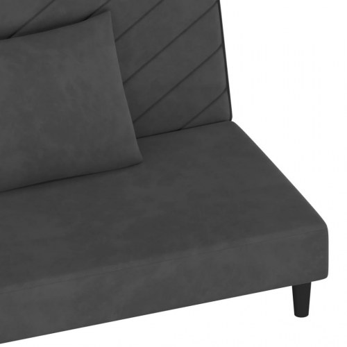 2-personers sovesofa i fløjl med 2 puder - mørkegrå