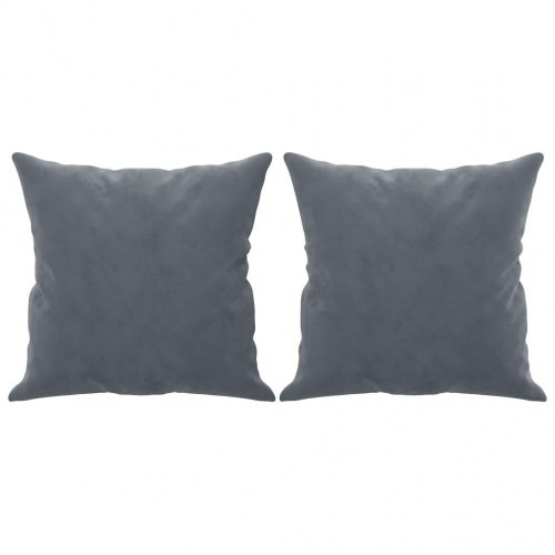 2-personers sofa i velour med pyntepuder, 140 cm - mørkegrå