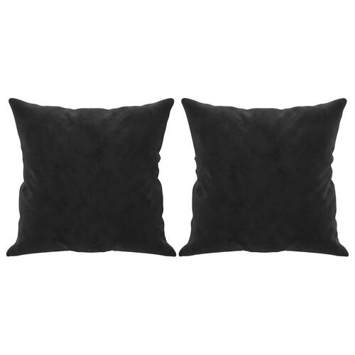 2-personers sofa med pyntepuder 140 cm velour sort