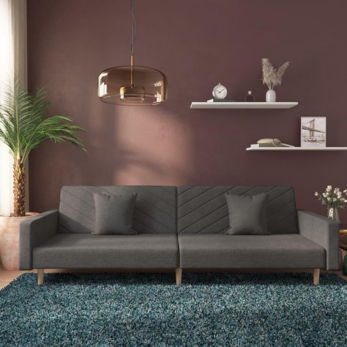 2-personers sovesofa med 2 puder - stof, mørkegrå