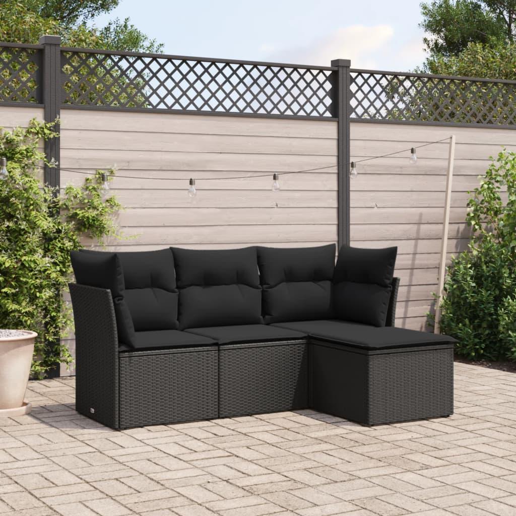 Sofasæt Til Haven 5 Dele Med Hynder Polyrattan - Sort / Uden bord