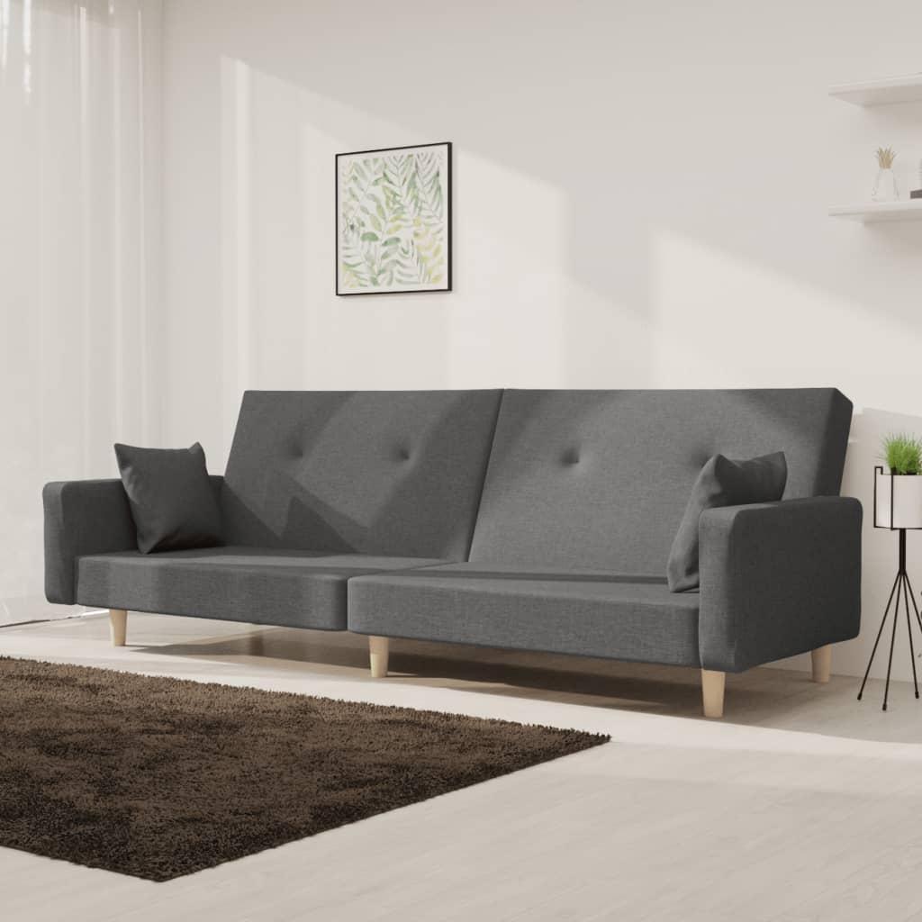 2-personers Sovesofa Med 2 Puder Stof Lysegrå