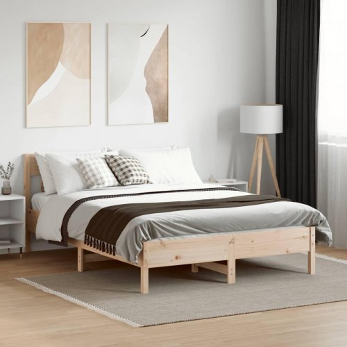 Sengeramme i massivt fyrretræ 140 x 190 cm - natur