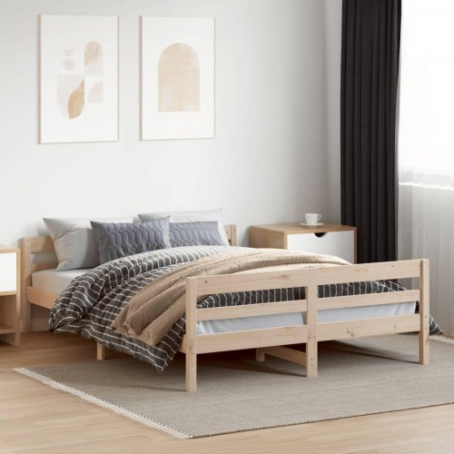 Sengeramme i massivt fyrretræ 140 x 200 cm - naturfarvet
