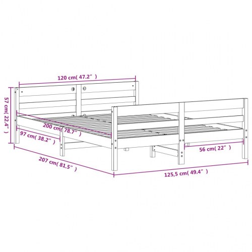 Sengeramme naturfarvet 120 x 200 cm
