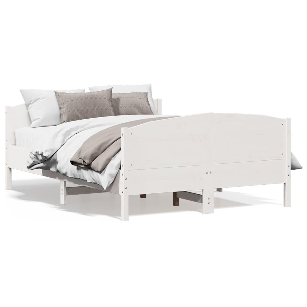 Sengeramme Uden Madras Massivt Fyrretræ - Hvid / 140 x 190 cm