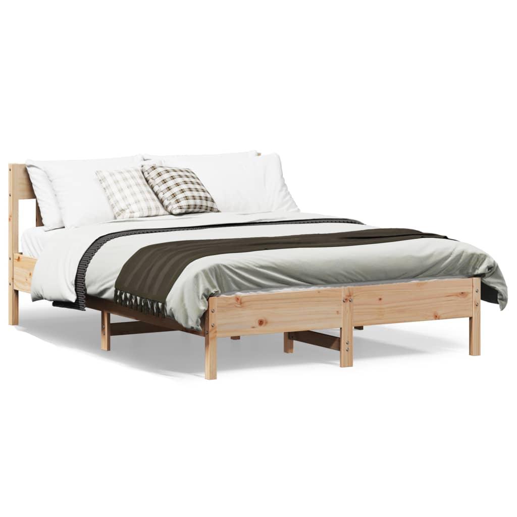 Sengeramme Uden Madras Massivt Fyrretræ - Naturfarvet / 160 x 200 cm
