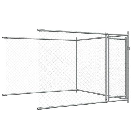 Hundegård med låge 4x2x1,5 m galvaniseret stål grå