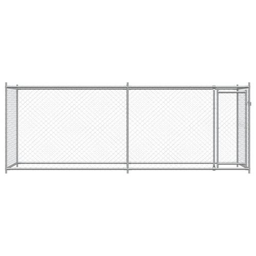 Hundegård med låge 4x2x1,5 m galvaniseret stål grå