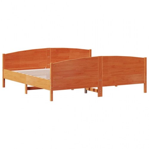 Sengeramme i massivt fyrretræ 200x200 cm - gyldenbrun