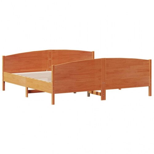 Sengeramme i massivt fyrretræ 200x200 cm - gyldenbrun