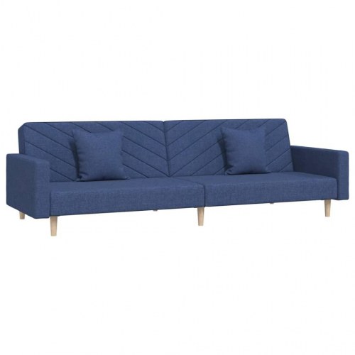 2-personers sovesofa med 2 puder - stof, blå
