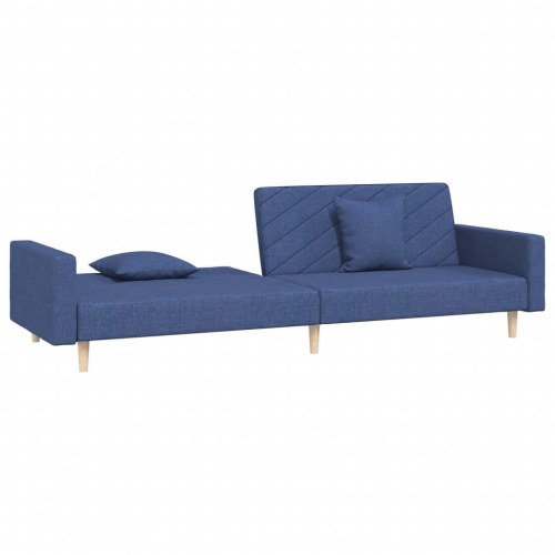 2-personers sovesofa med 2 puder - stof, blå