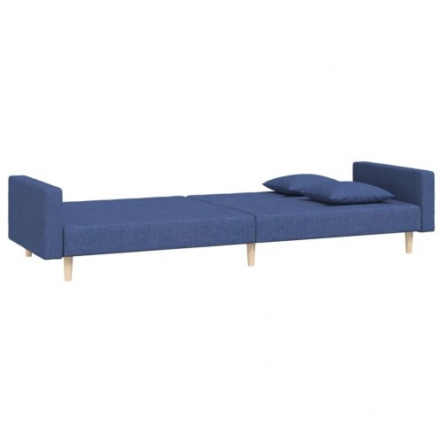 2-personers sovesofa med 2 puder - stof, blå