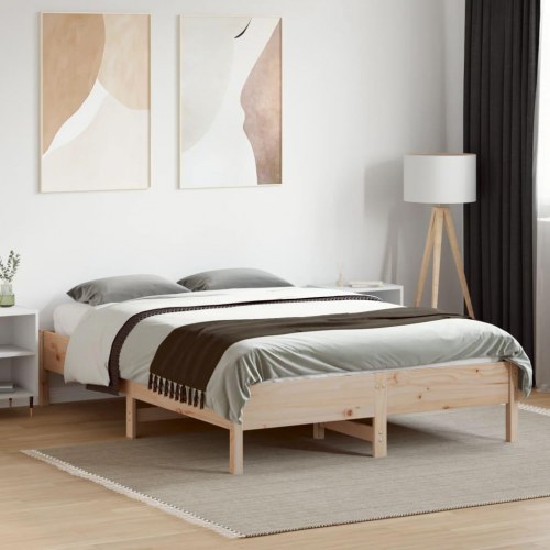 Sengeramme naturfarvet 120 x 190 cm - massivt fyrretræ