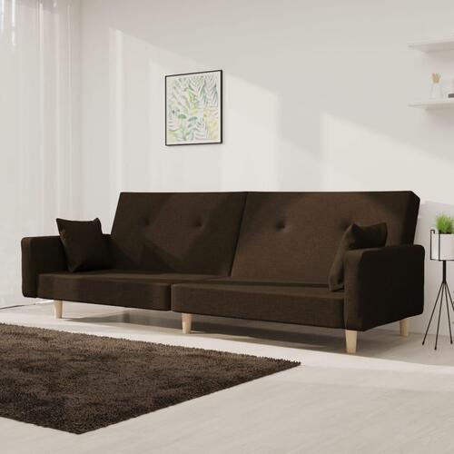 2-personers sovesofa med 2 puder stof mørkebrun