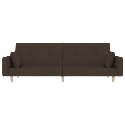 2-personers sovesofa med 2 puder stof mørkebrun