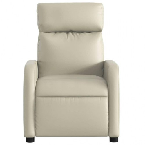 Massagestol i kunstlæder - cremefarvet, manuel recliner med 6-punkts vibrationsmassage