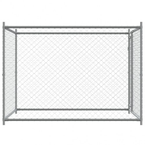 Hundegård med låge 2x2x1,5 m galvaniseret stål grå