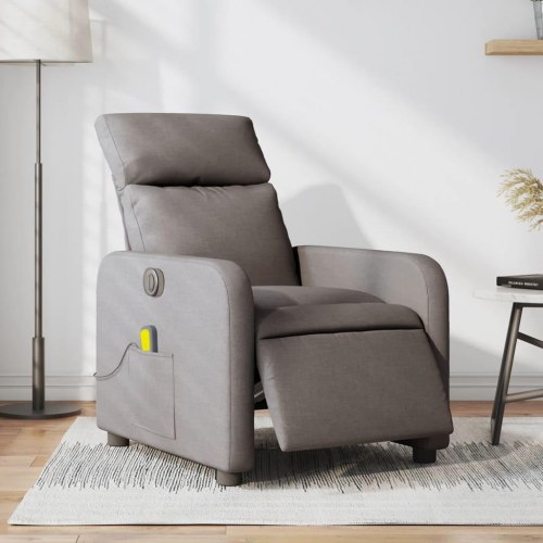 Massagestol med elfunktion i stof - gråbrun
