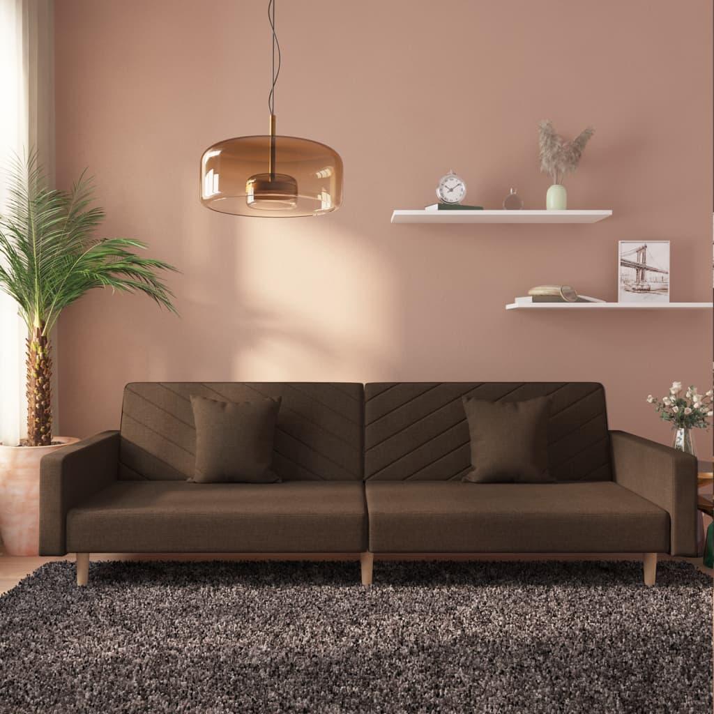 2-personers Sovesofa Med 2 Puder Stof Brun