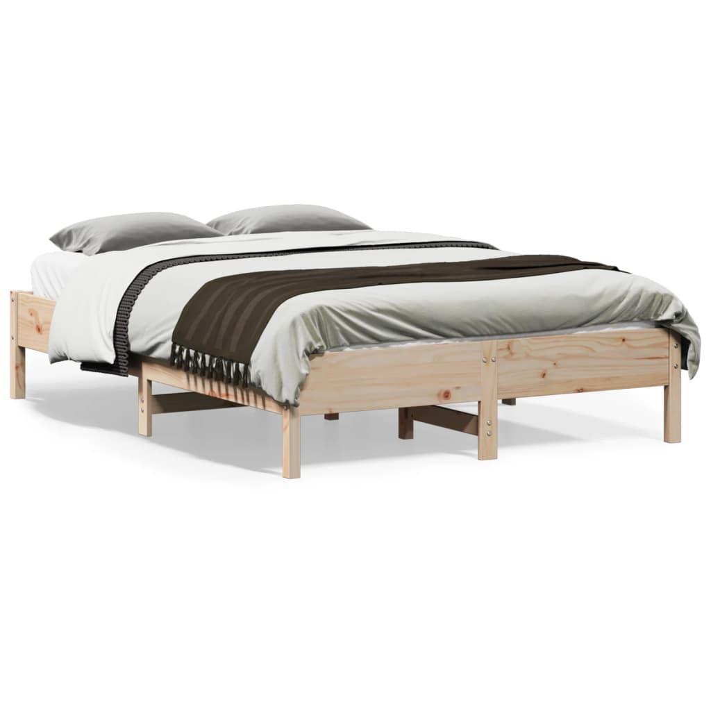 Sengeramme Uden Madras Massivt Fyrretræ - Naturfarvet / 140 x 190 cm