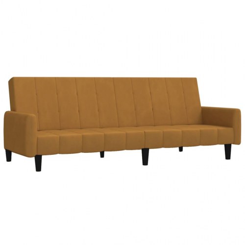 2-personers sovesofa i fløjl - brun